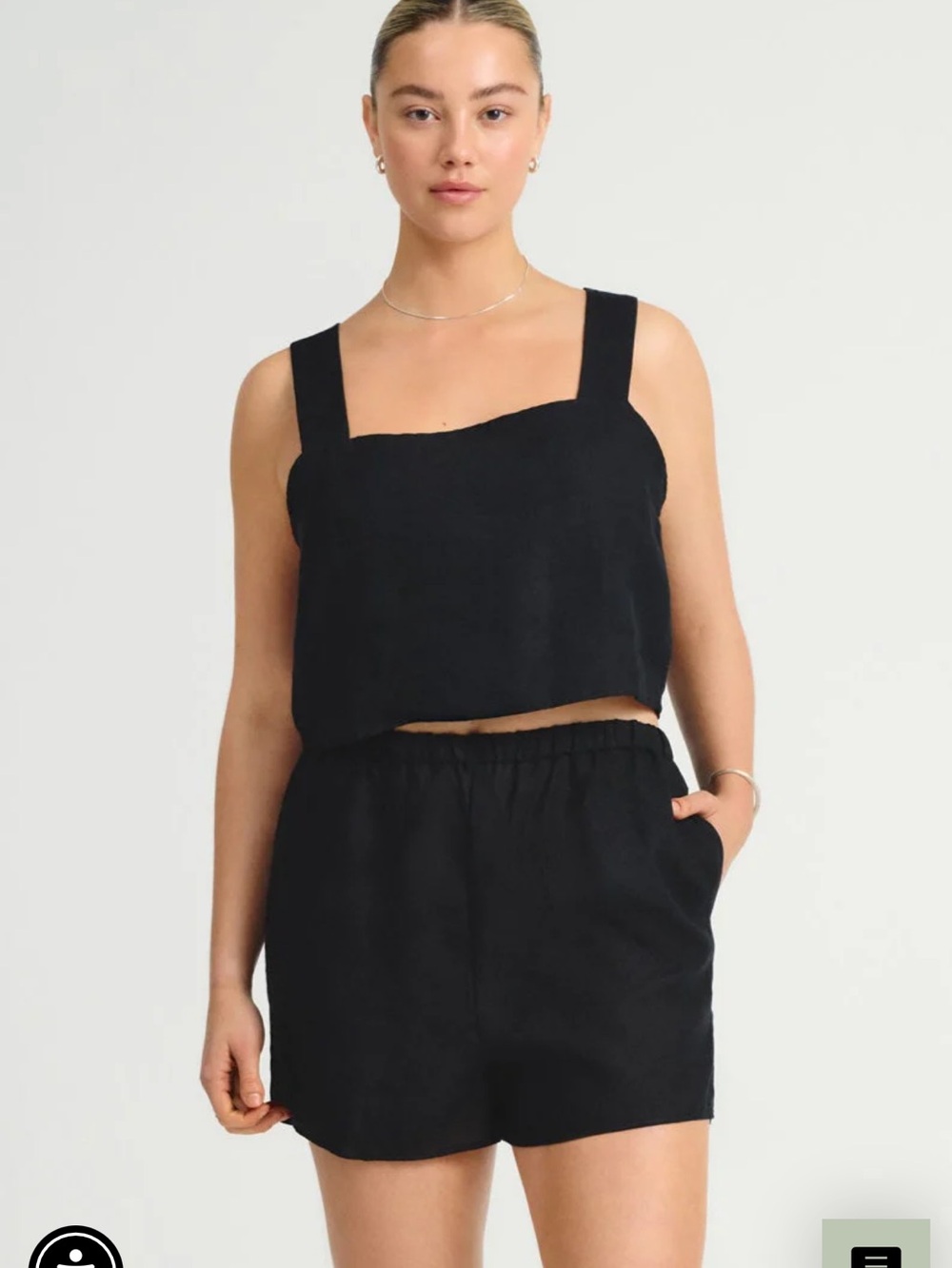 NWT VITAMIN TALLOWS LINEN CROPPED TOP AND SHORTS SET S